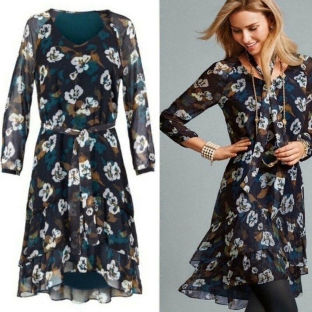 CAbi 3460 Pirouette Floating Blue Floral Mini Dress